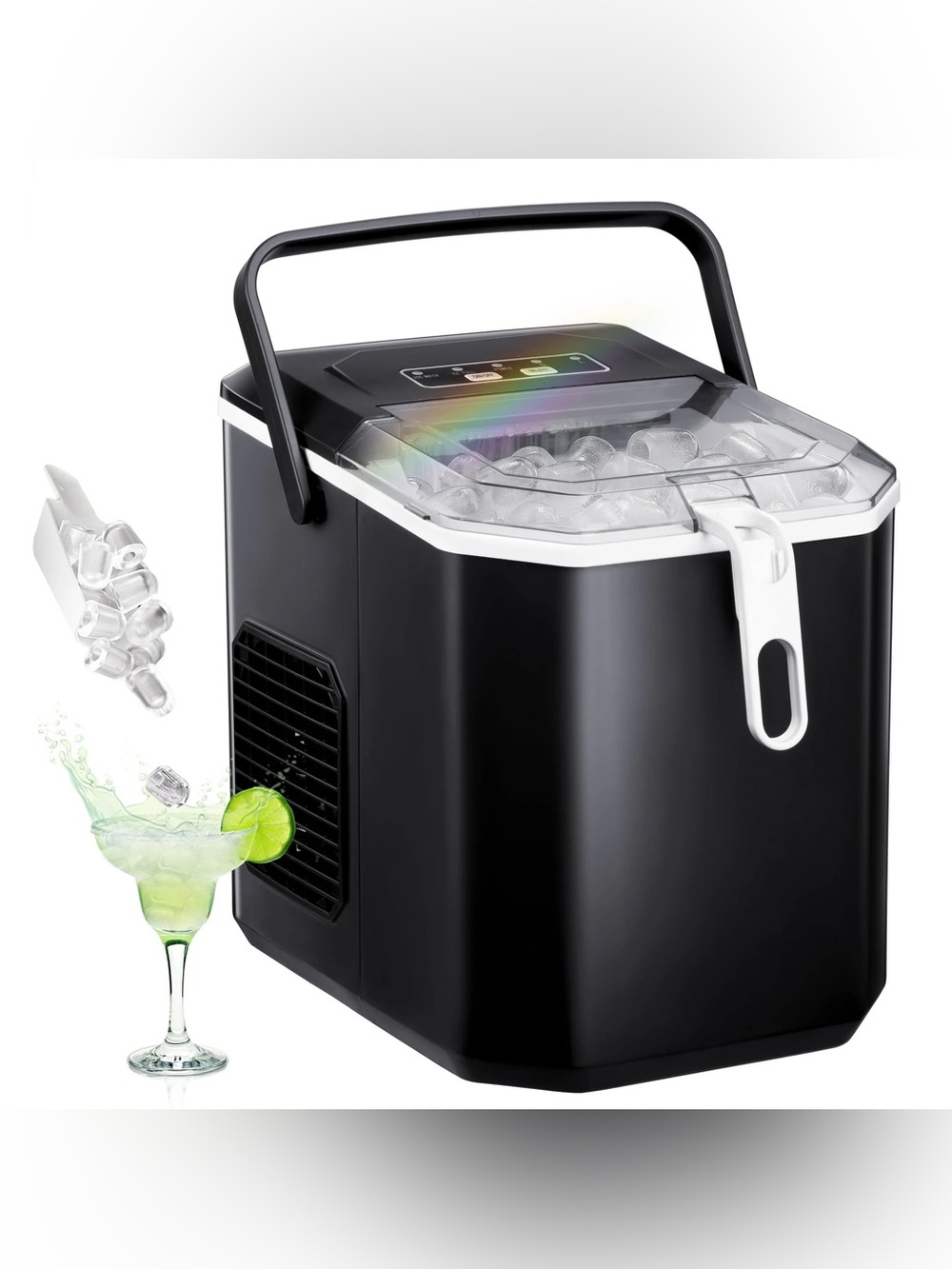 Black Portable Ice Maker with Handle - Home Party Supplies